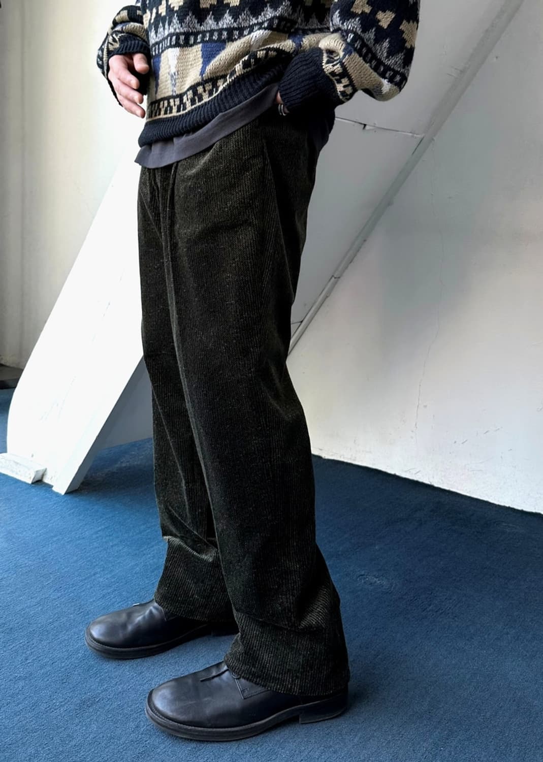 Cord design 2 tuck wide pants 상품이미지8