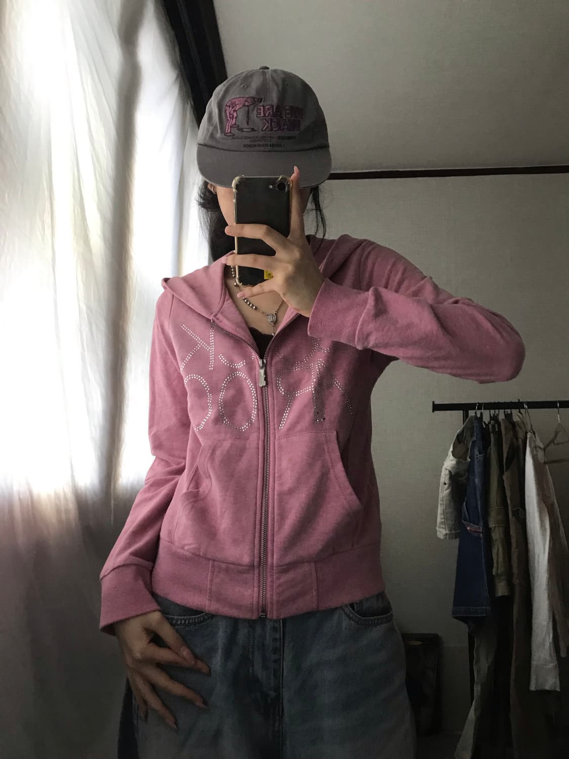 버카루 핑크 큐빅 후드집업 상품이미지6