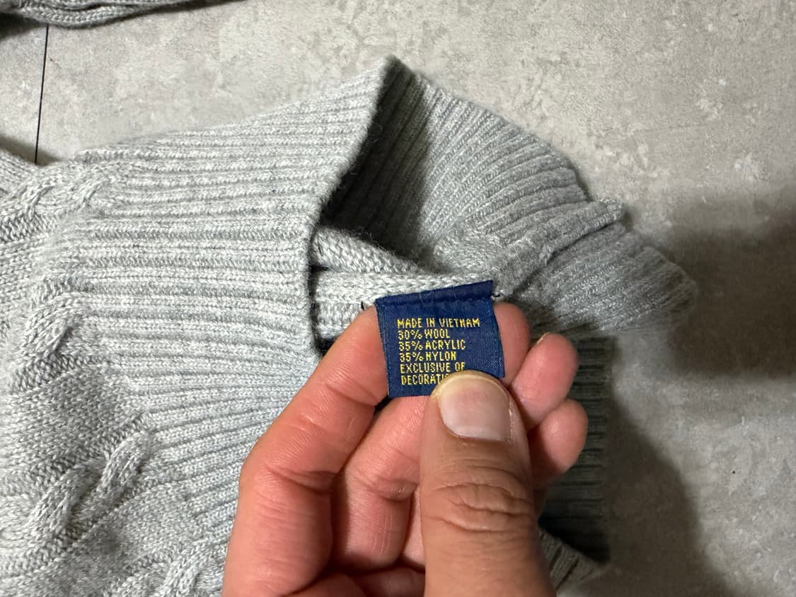 랄프로랜 폴로 그레이컬러 빈티지 케이블 코튼 니트  100size   상품이미지6