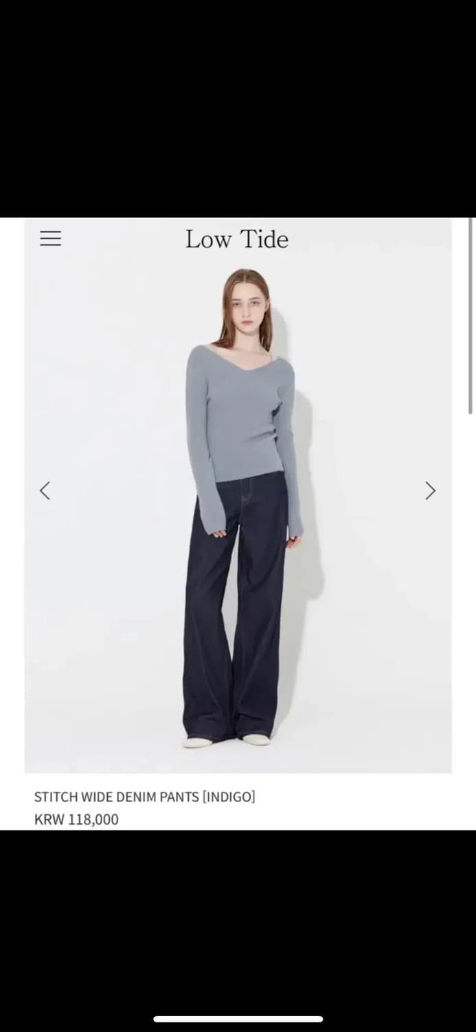 로우타이드 스티치 와이드 데님 인디고 S 상품이미지1