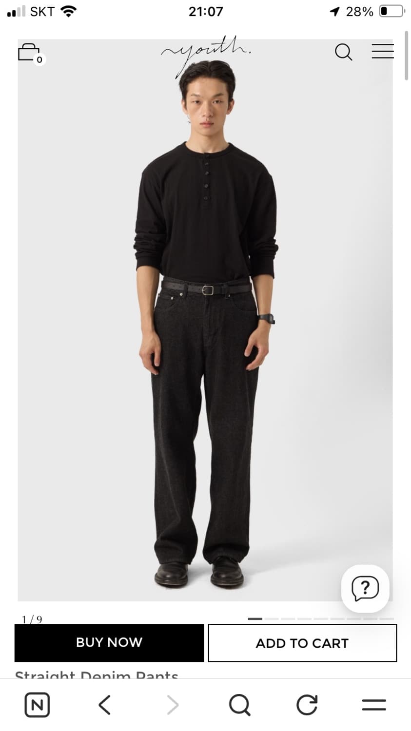 Youth 유스 스트레이트 데님 워시드 블랙 L 상품이미지1