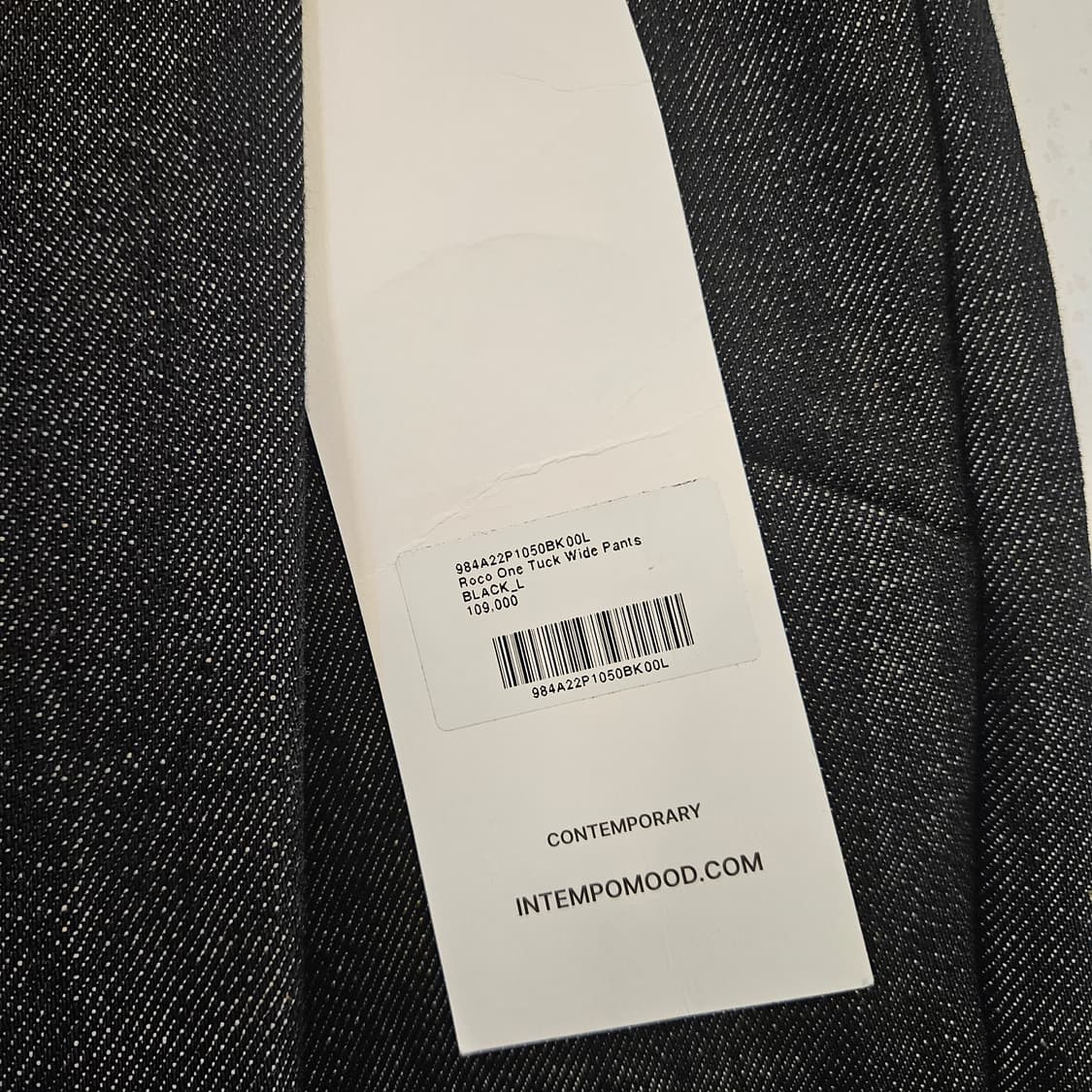 INTEMPO MOOD  로코 원턱 와이드팬츠 블랙 L 새상품 상품이미지4