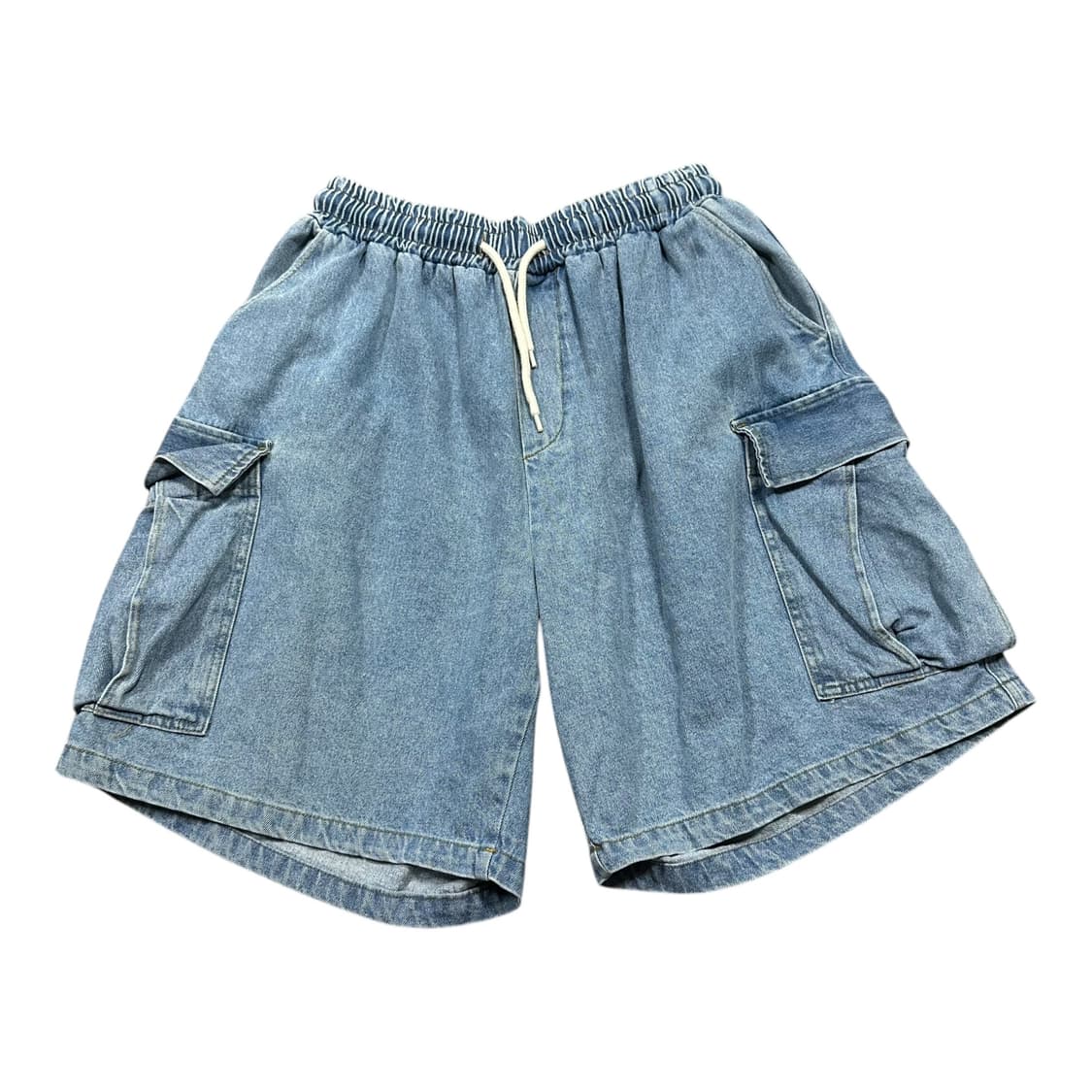 ✨ (바배) 빈티지 와이드 카고 밴딩 데님 팬츠 상품이미지1