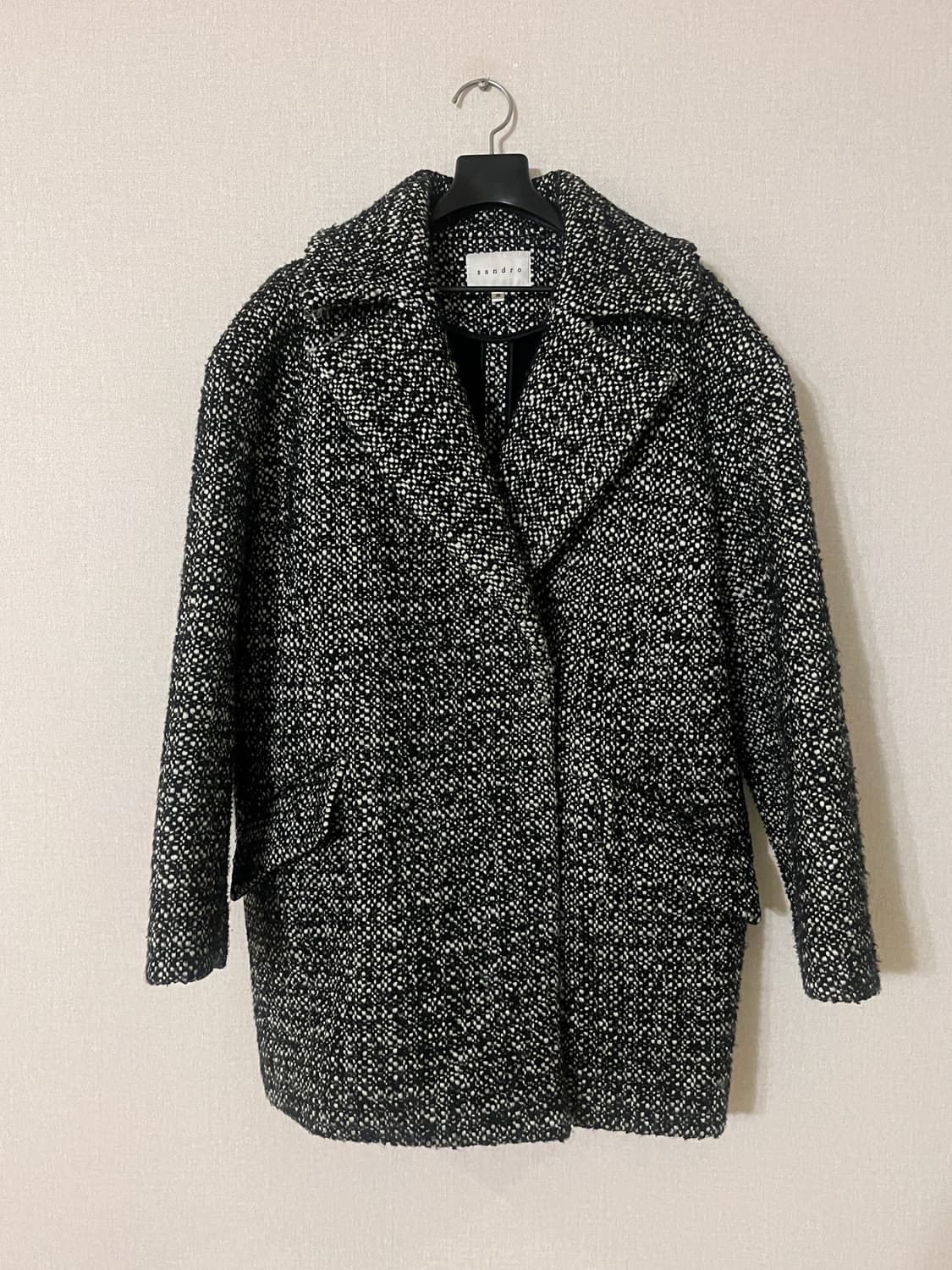 산드로 블랙 트위드 코트 자켓 상품이미지1