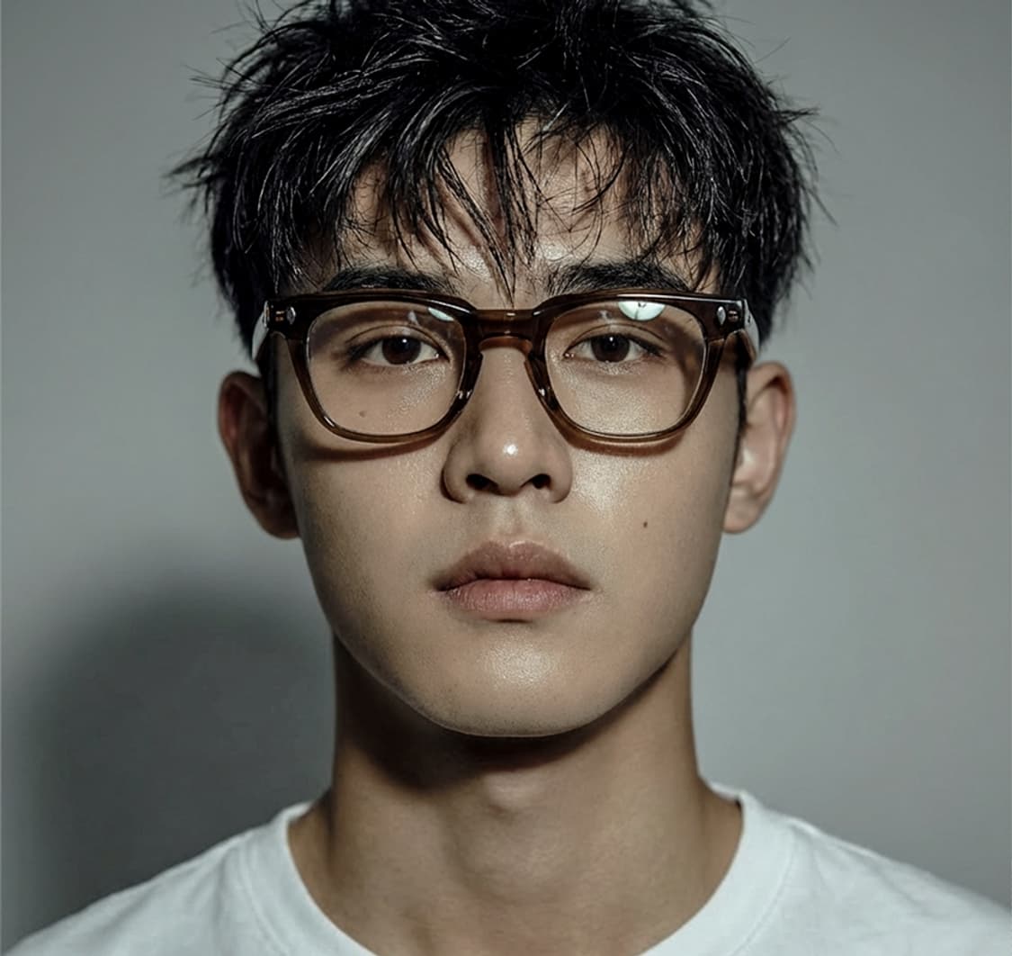 베벨컷팅,46사이즈의 카키브라운 안경, 새제품 상품이미지7
