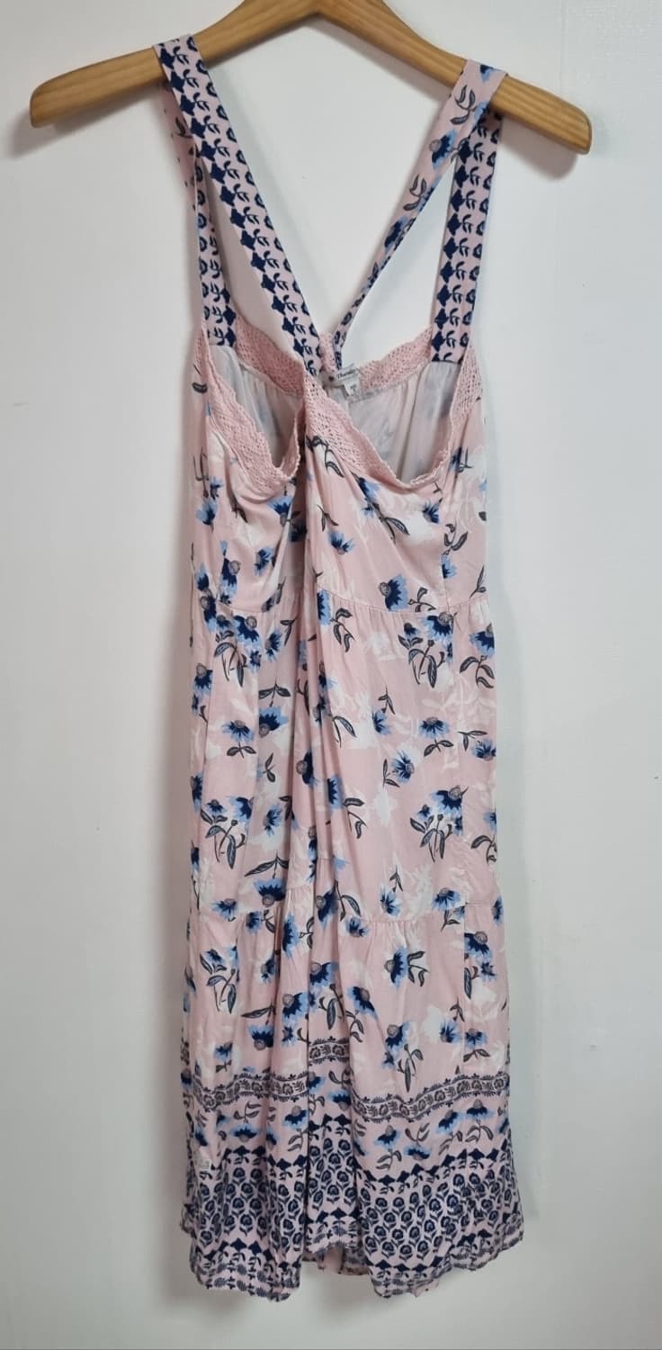 S ) 써스데이아일랜드 핑크+하늘색 꽃무늬 끈 원피스 상품이미지4