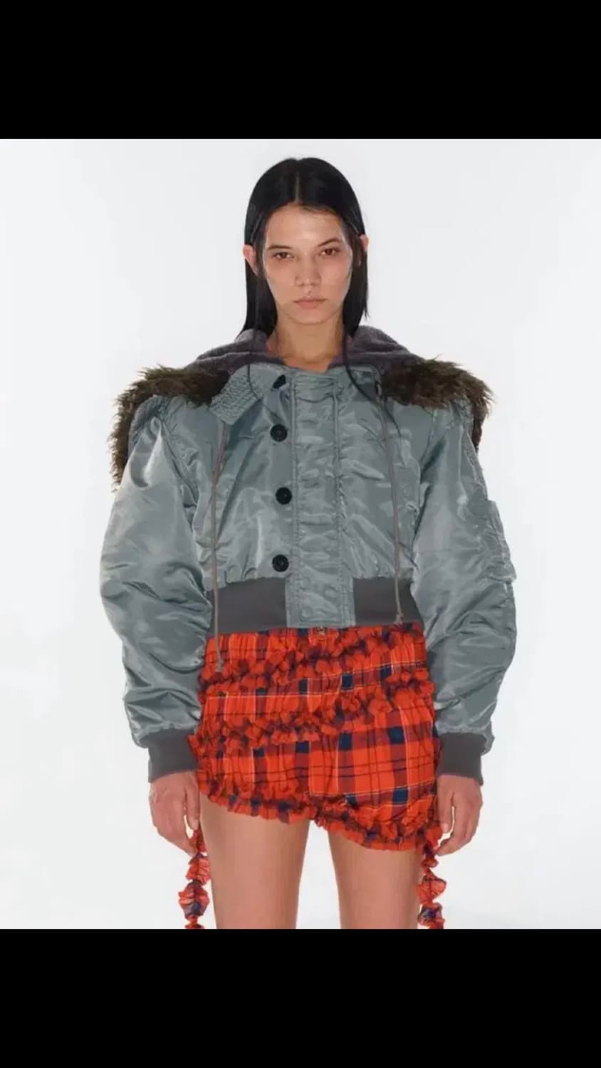 [open yy] FAUX FUR ZIPPER HOOD MA1 카키 상품이미지1