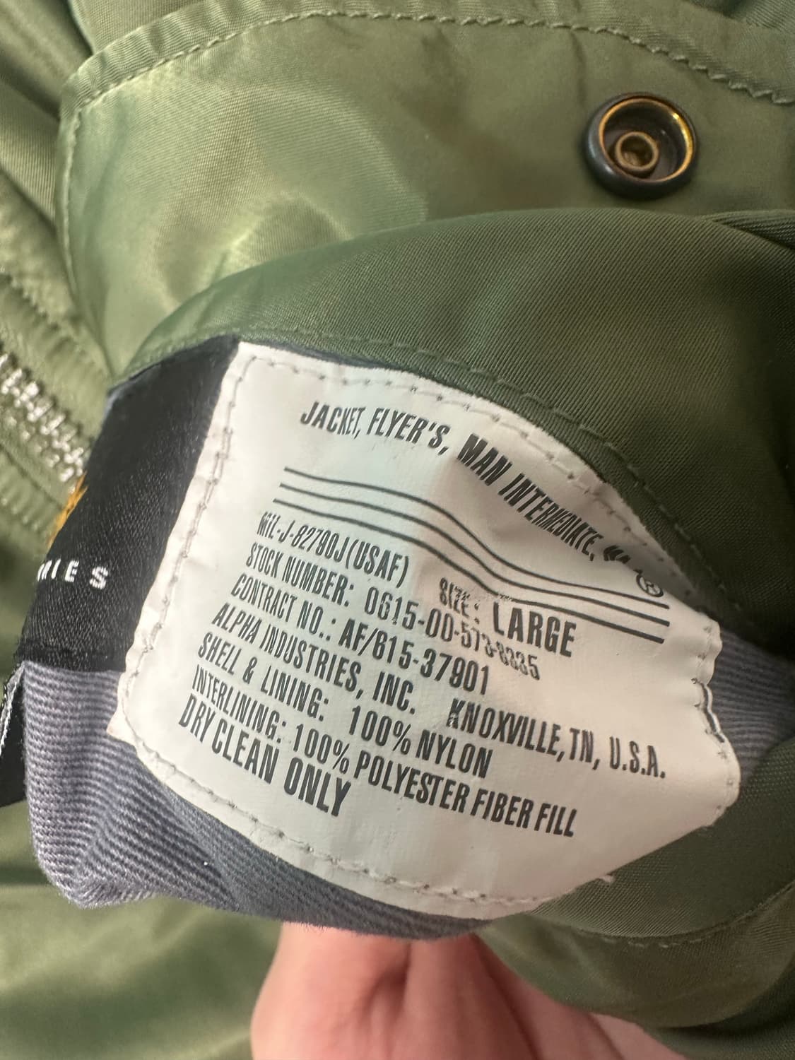 알파인더스트리 ma-1 카키 L 상품이미지8