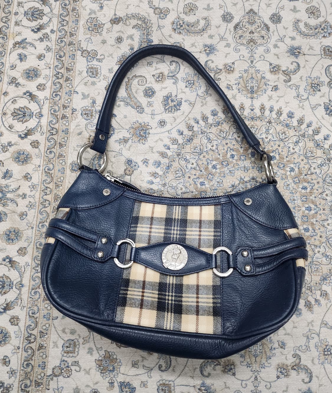 킨록 앤더슨  네이비 체크 숄더백 상품이미지1