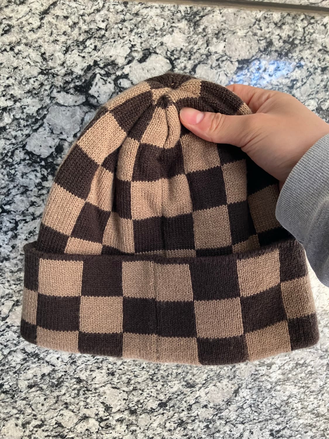 라브로스 체커보드 비니 브라운 상품이미지2