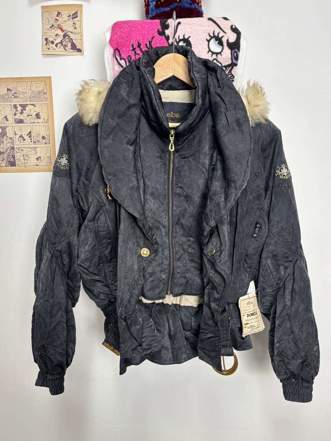 y2k 일본빈티지 빈티지 퍼 트리밍 패딩 점퍼 상품이미지3