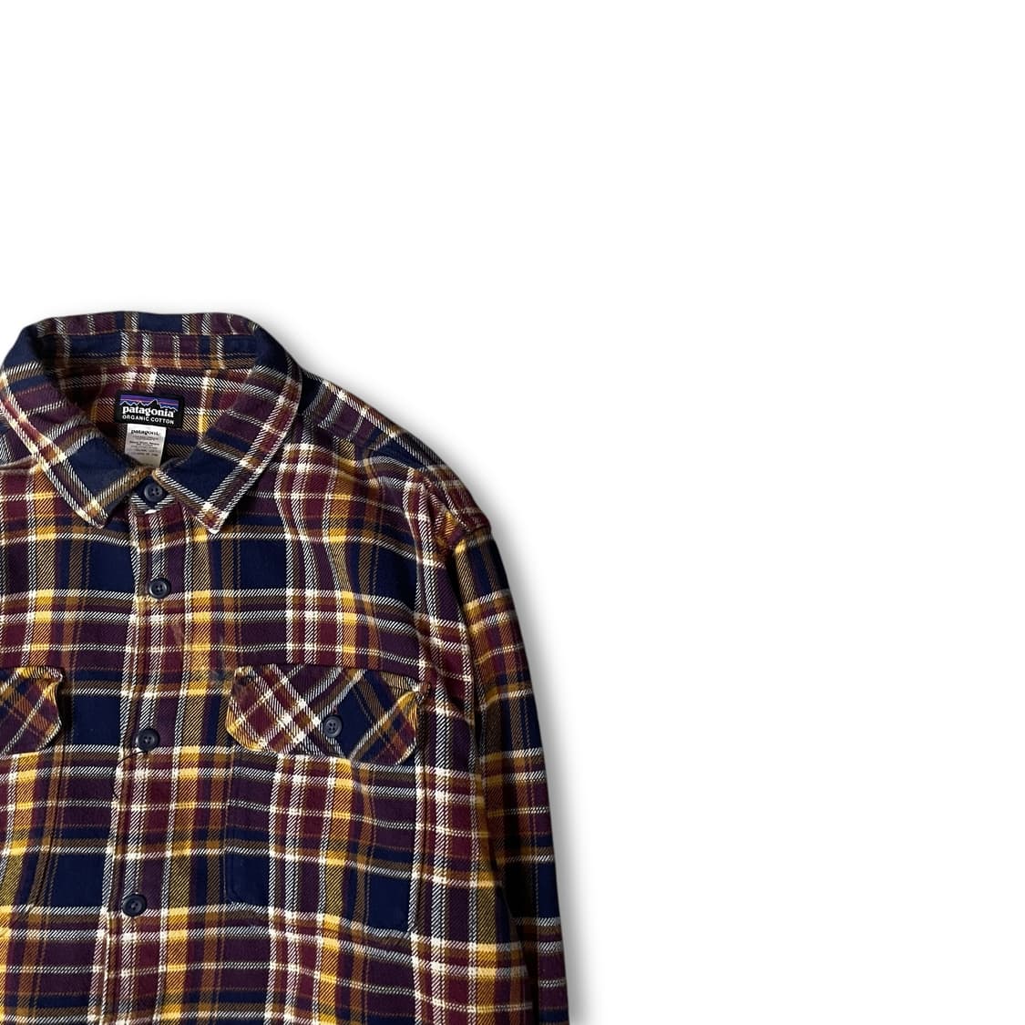 파타고니아 퍼플 블루 옐로우 멀티 체크 긴팔 셔츠 L 상품이미지2
