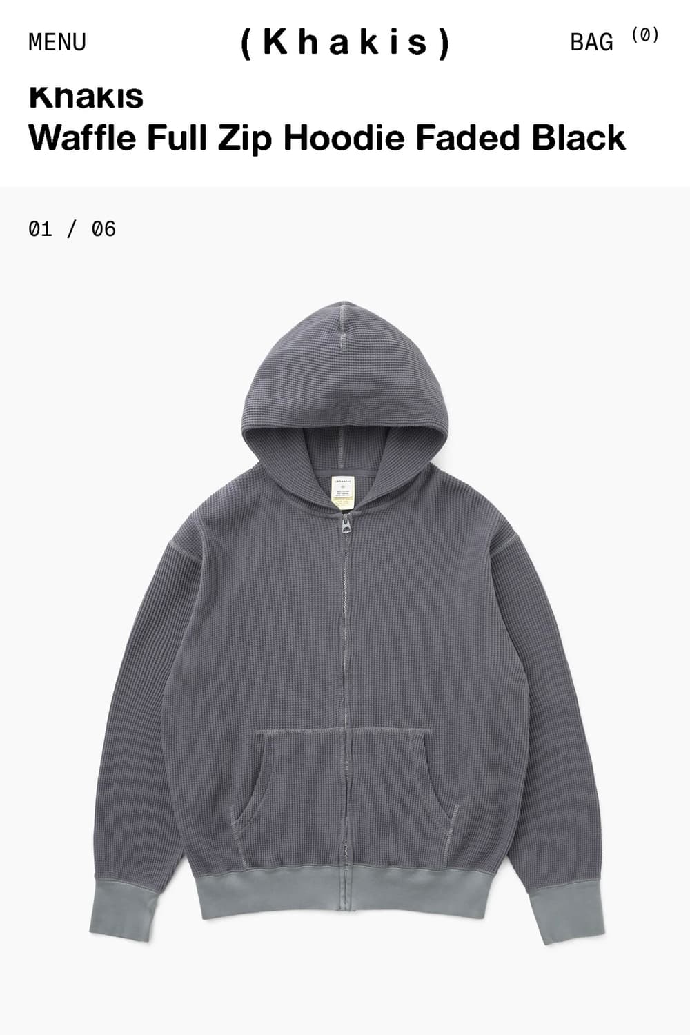 카키스 와플 후드집업 2사이즈 구매  상품이미지1