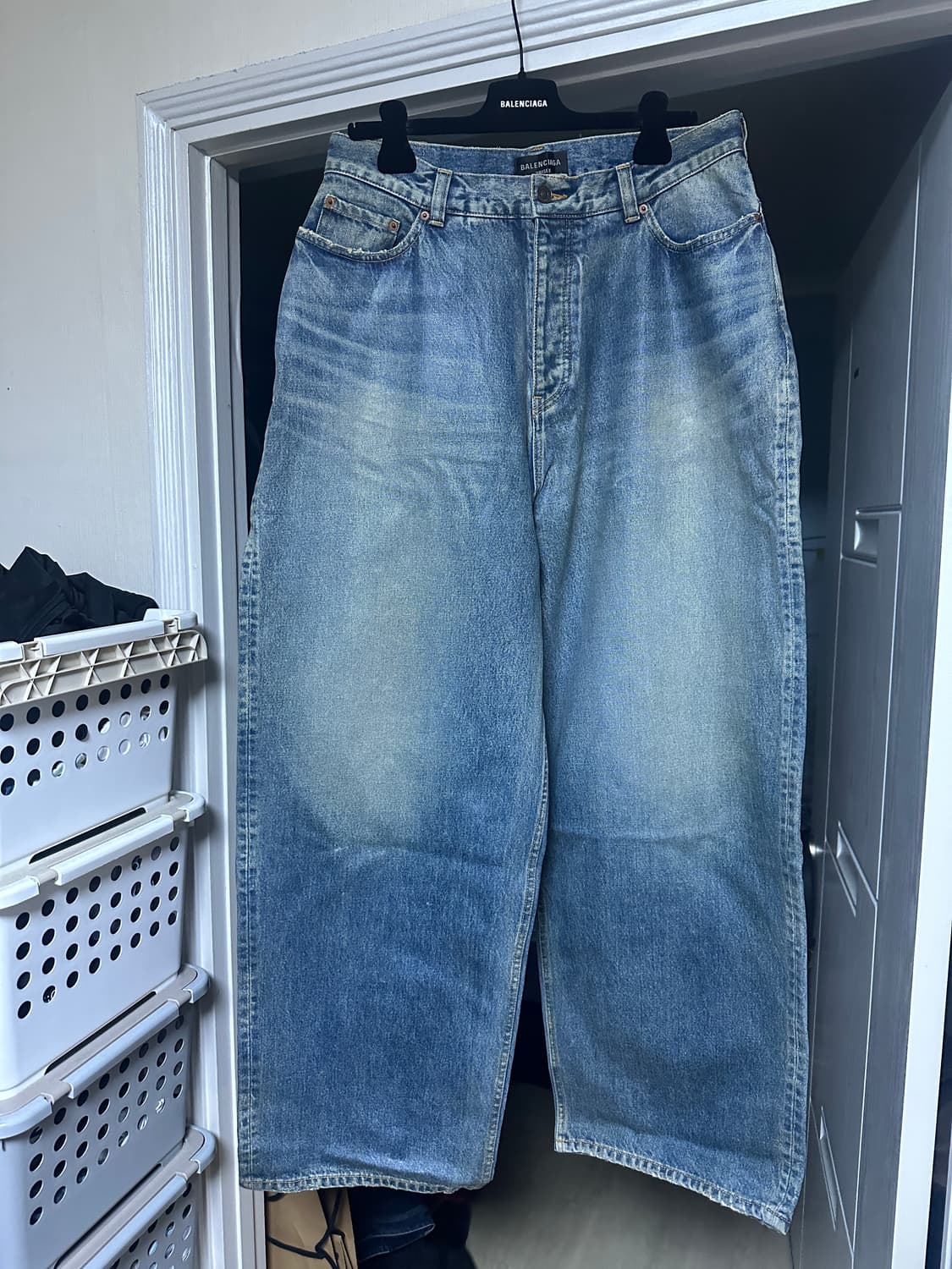 [S] 발렌시아가 코티드 라지배기 데님 팬츠 상품이미지1