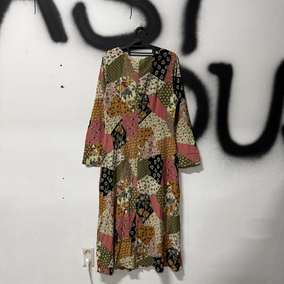 VTG 빈티지 모리 하구미 패치워크 버튼 롱 로브 원피스 상품이미지2