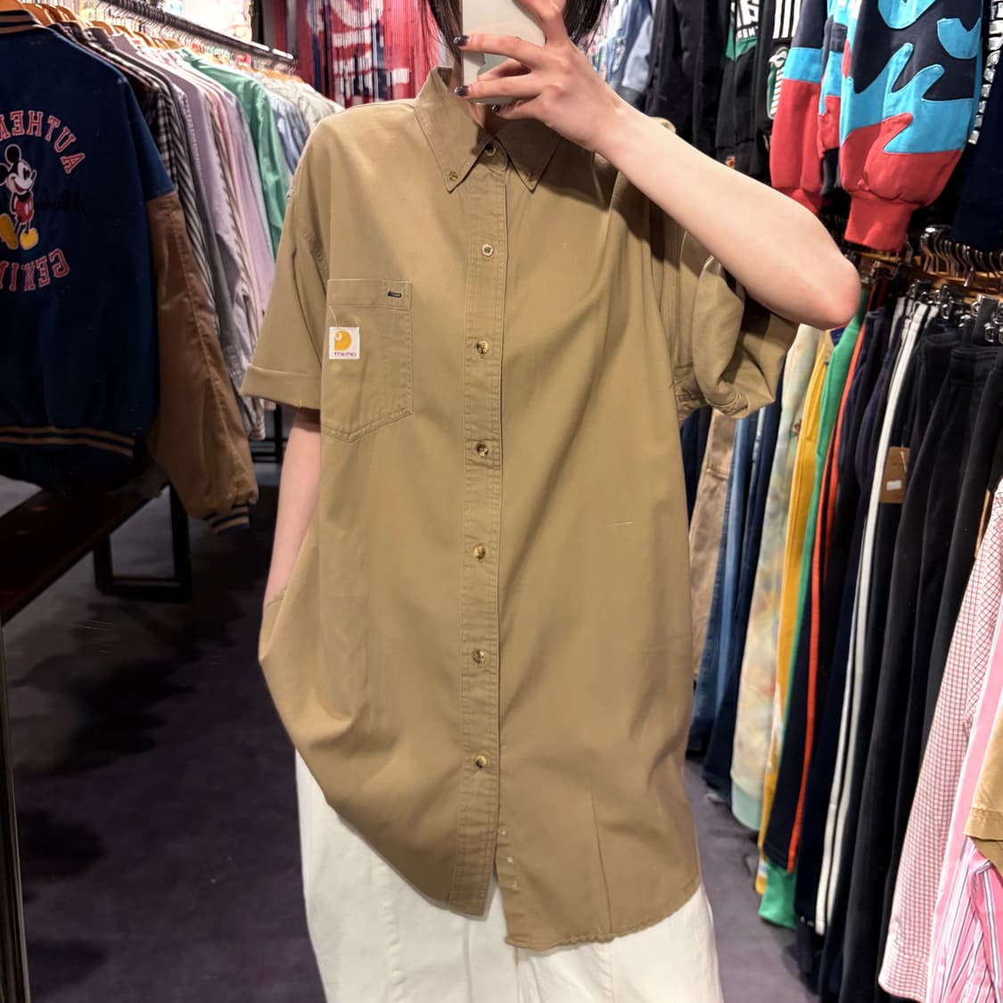 [IM]  Carhartt 칼하트 반팔 셔츠 베이지 상품이미지1