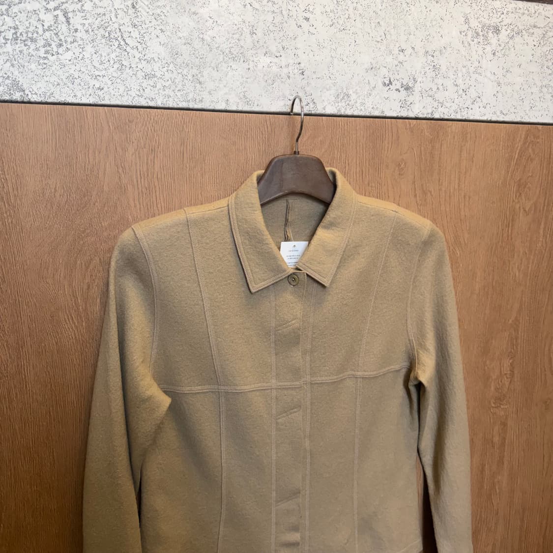 빈티지 울 카라 자켓 히든 버튼업 디테일 레귤러핏 베이지 상품이미지3