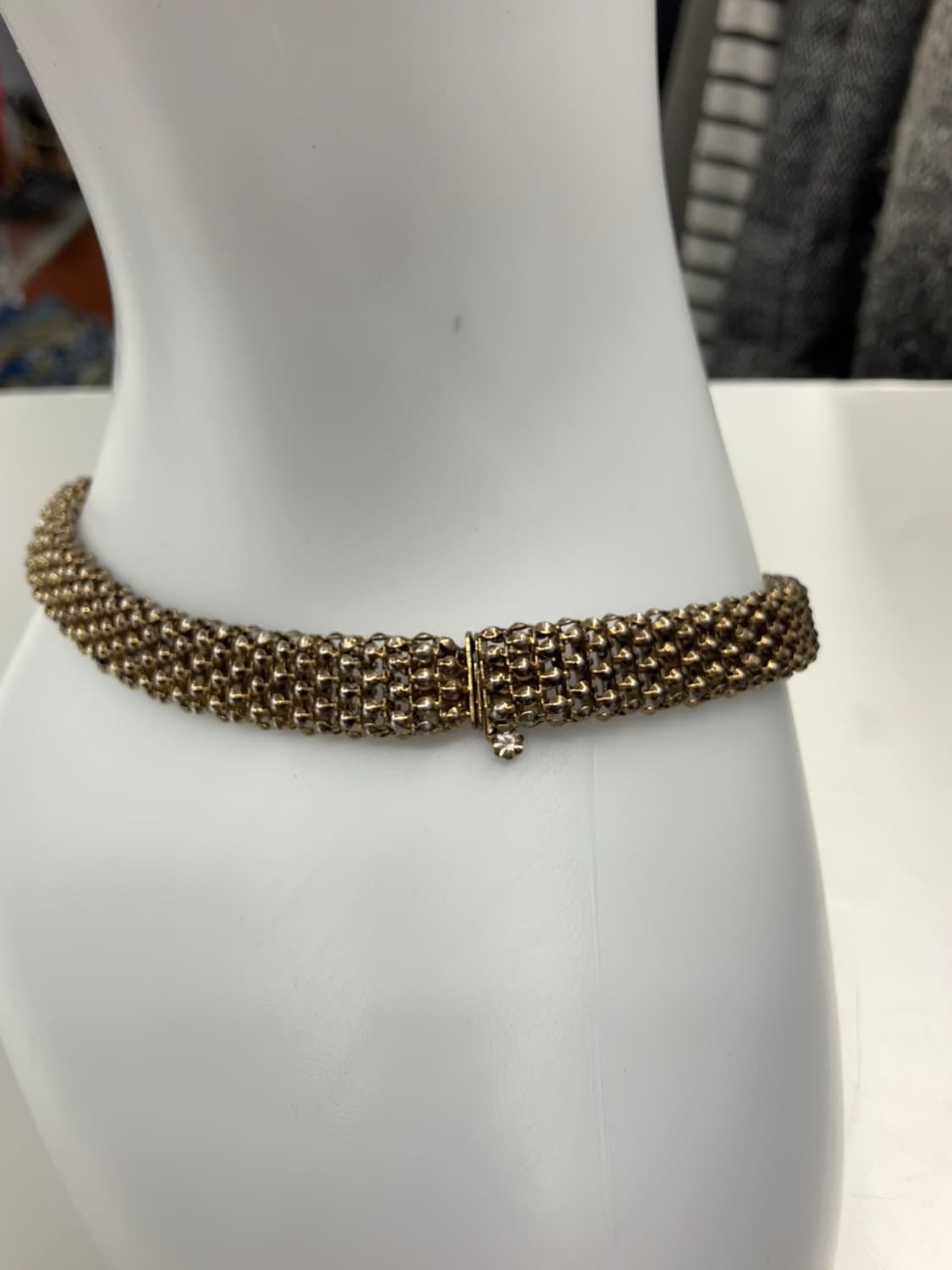 골드 메쉬 체인 바게트 스톤 목걸이 상품이미지3