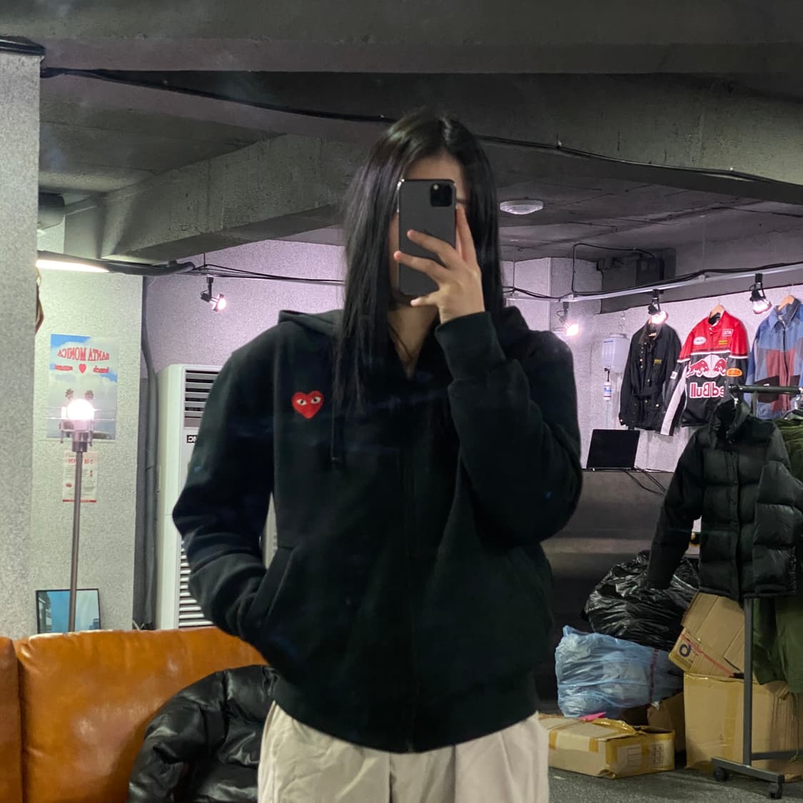 꼼데가르송 스몰로고 블랙 후드집업 B3440 상품이미지1