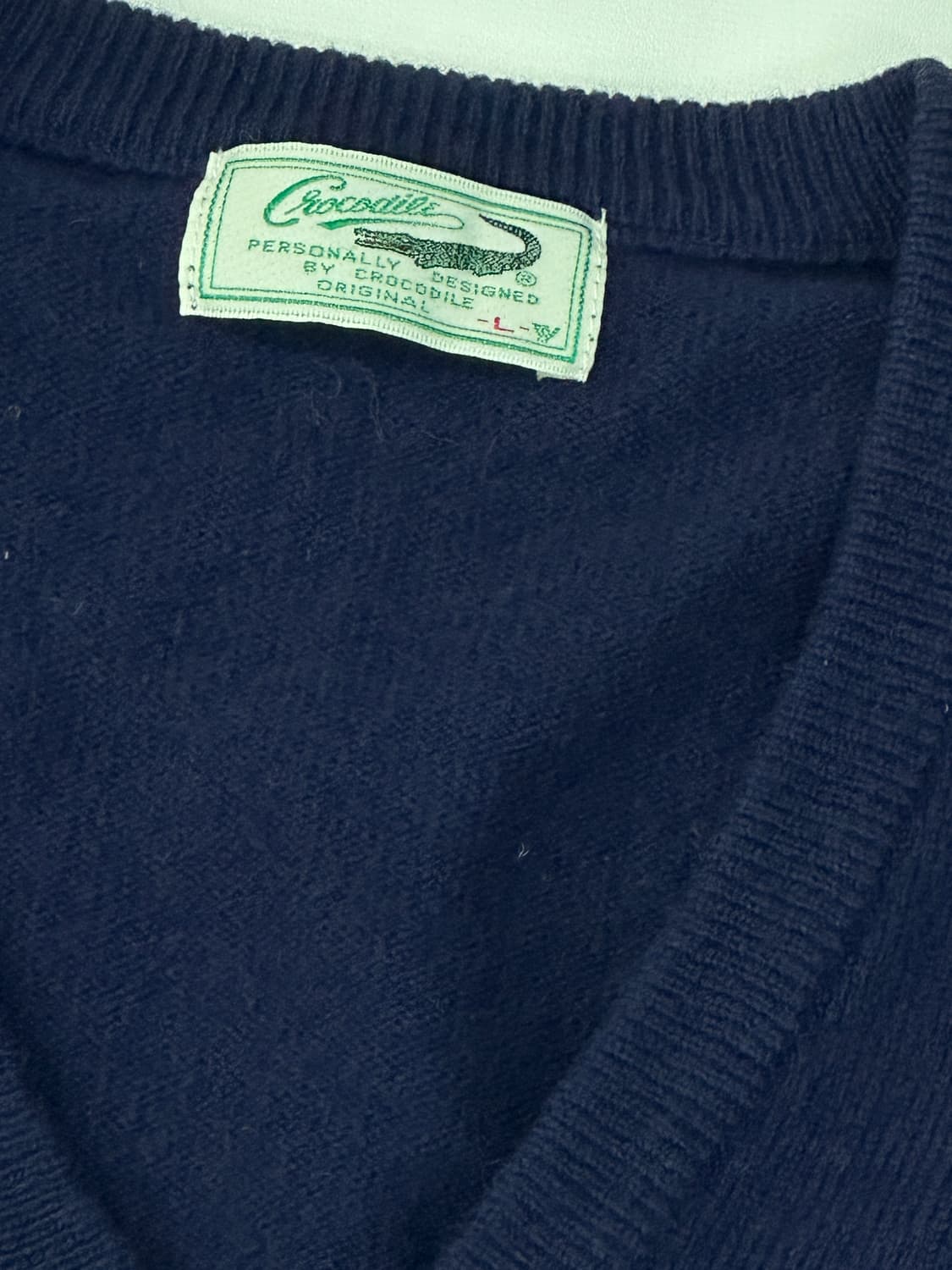 재팬 크로커다일 네이비 브이넥 핀터 니트 베이직 그런지 빈티지 루즈핏 상품이미지5
