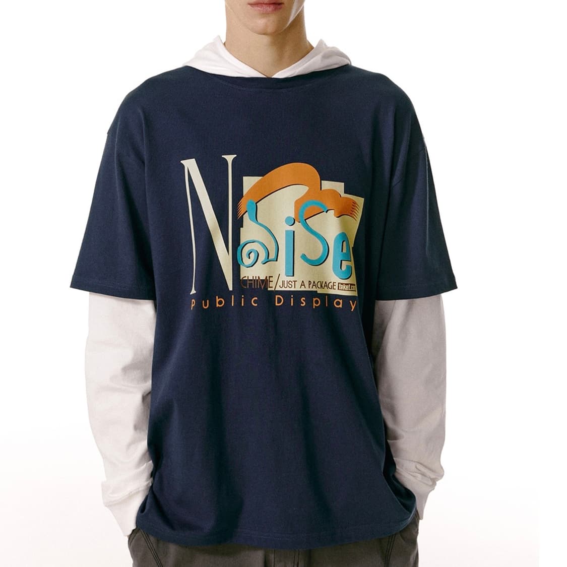 테켓 후드 레이어드 네이비 롱슬리브 M 상품이미지2