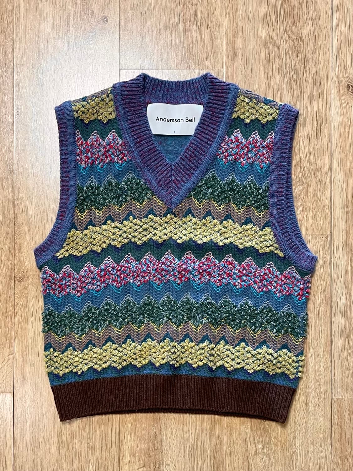 택포) 앤더슨벨 히피 패턴 니트 숏 베스트 조끼 상품이미지1