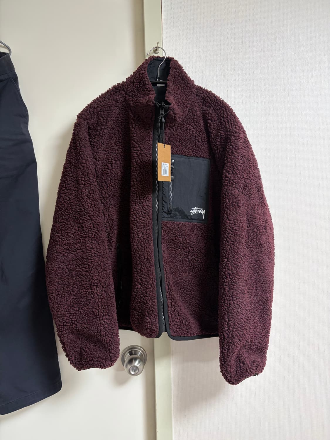 (M) 스투시 쉐르파 리버시블 자켓 버건디 새상품 상품이미지2