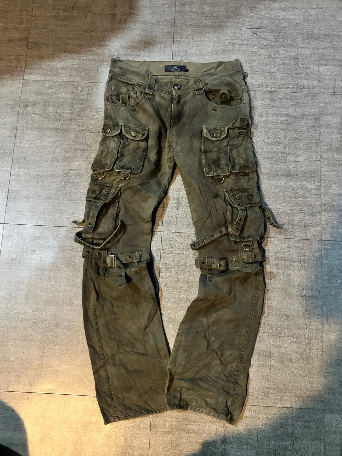 일본판 Xfrm y2k 보헤미안펑크 긱시크 웨스턴 워시드 카고팬츠 상품이미지1