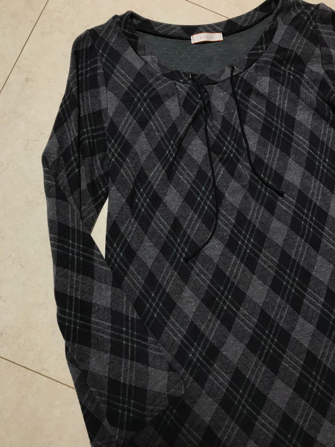 빈티지 체크 롱티셔츠 슈가슈가룬깔시 상품이미지2