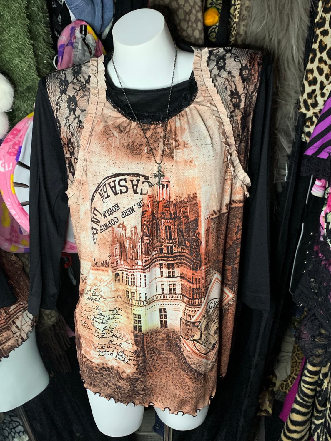 오리엔탈 그런지 레이스 레이어드 탑 상품이미지1