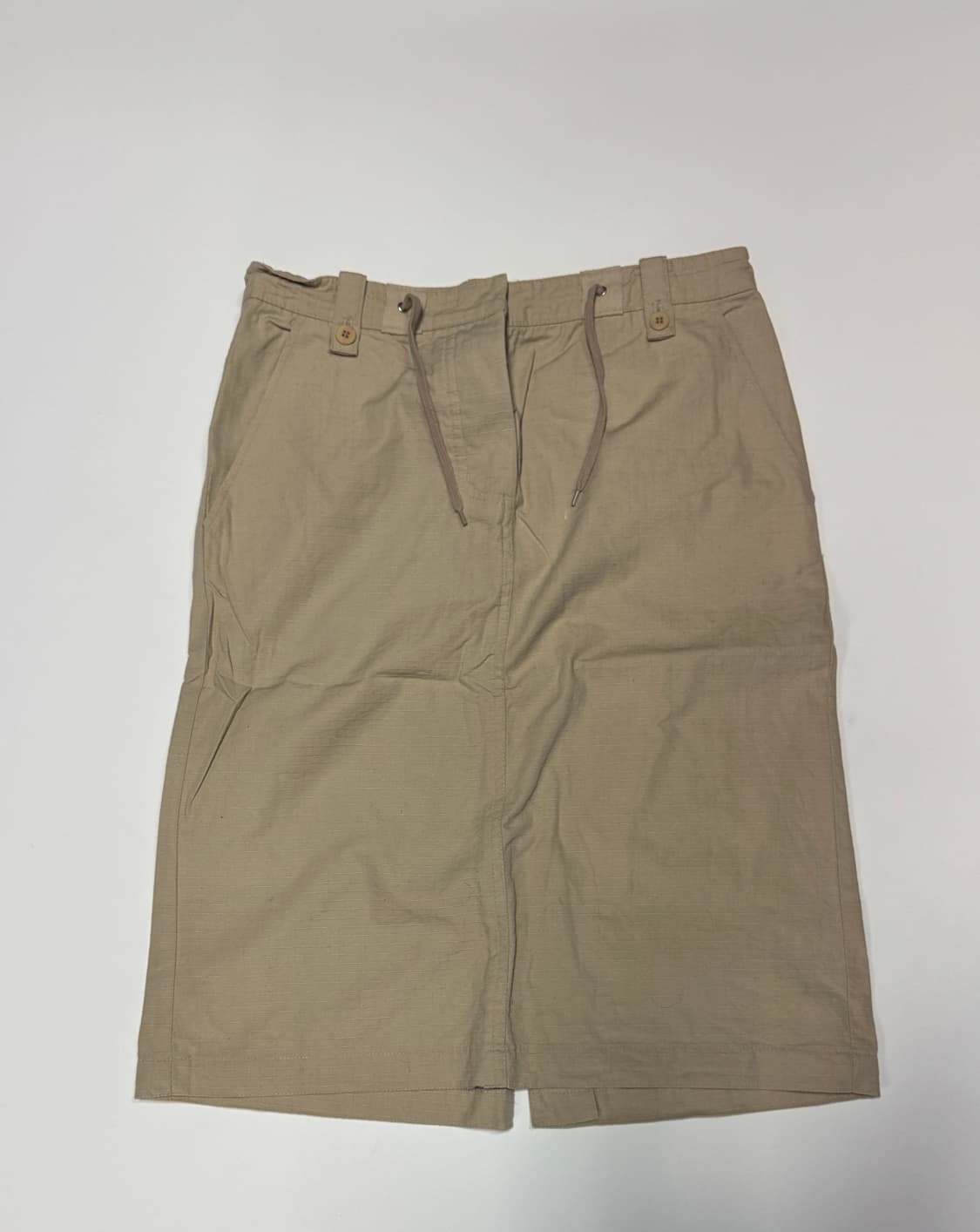 여성 한섬 시스템 미니멀 베이지 코튼 버튼 스커트 상품이미지1