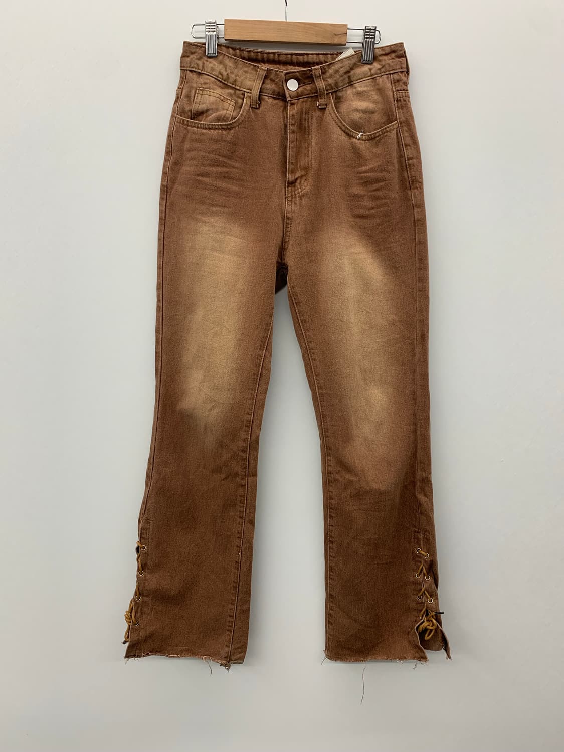  부츠컷 코르셋 디테일 브라운 팬츠 상품이미지4