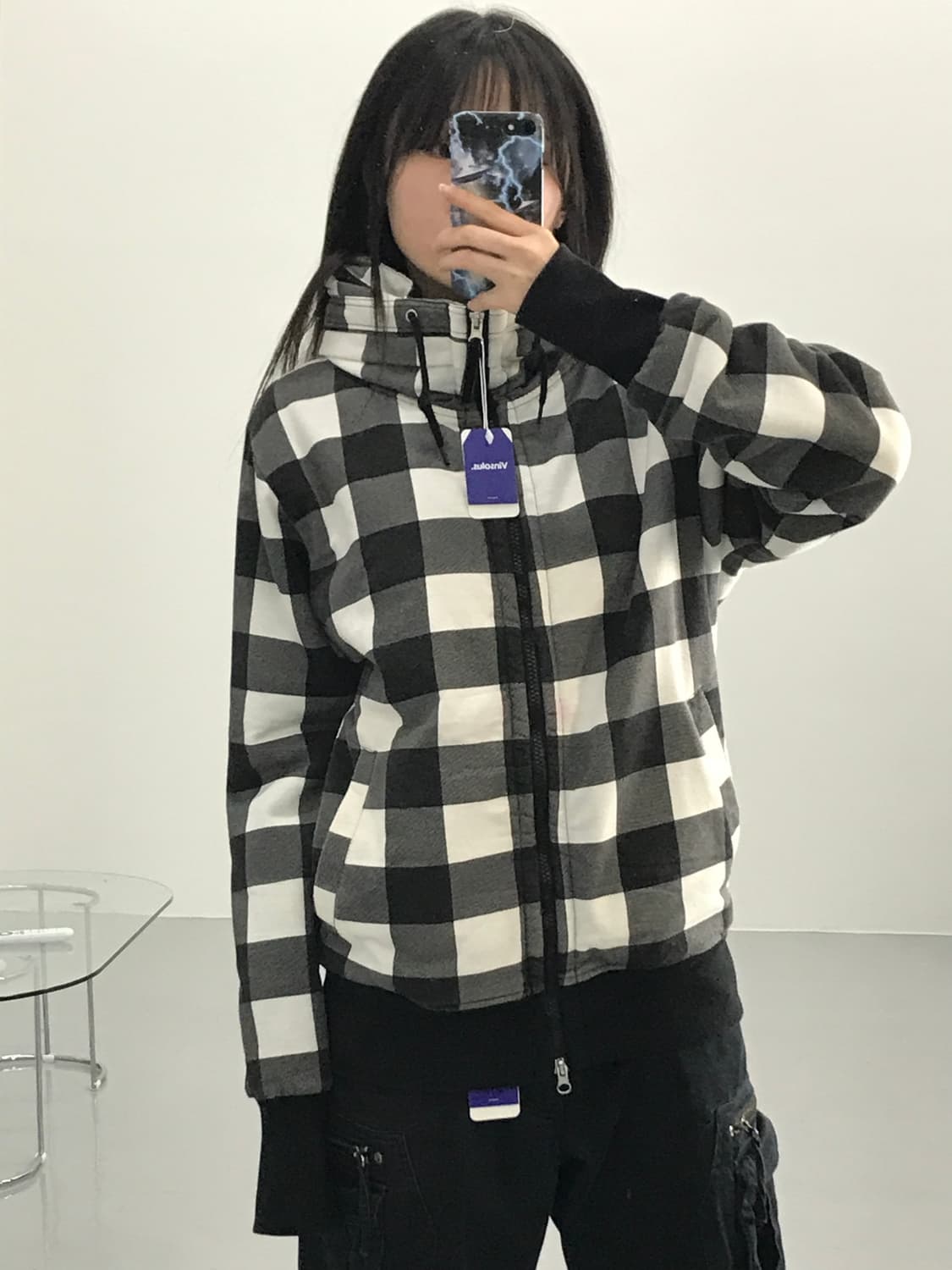 락해븐 체크패턴 집업 상품이미지1