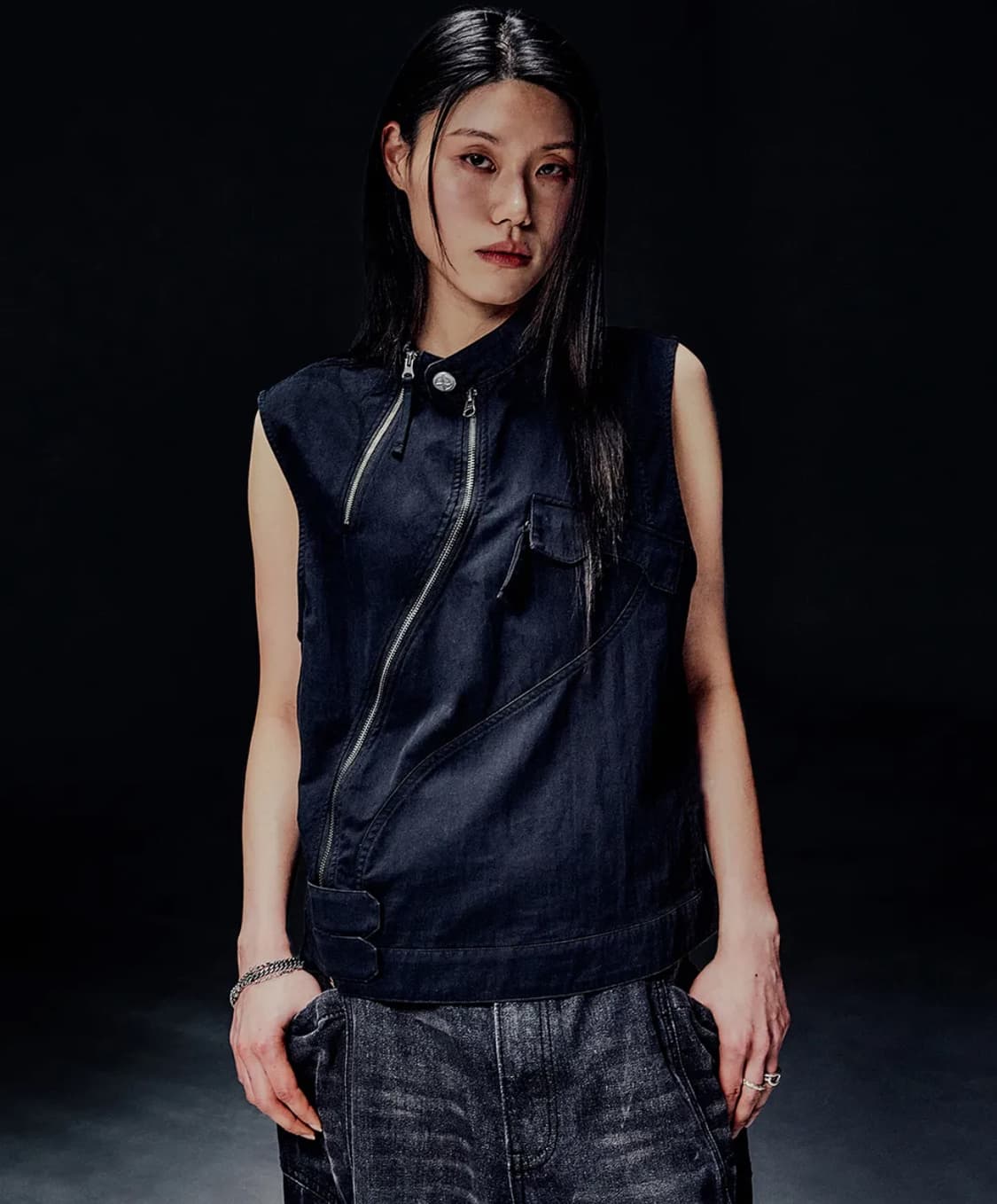 노메뉴얼 조끼(베스트) CURVED VEST - WASHED BLACK 상품이미지3