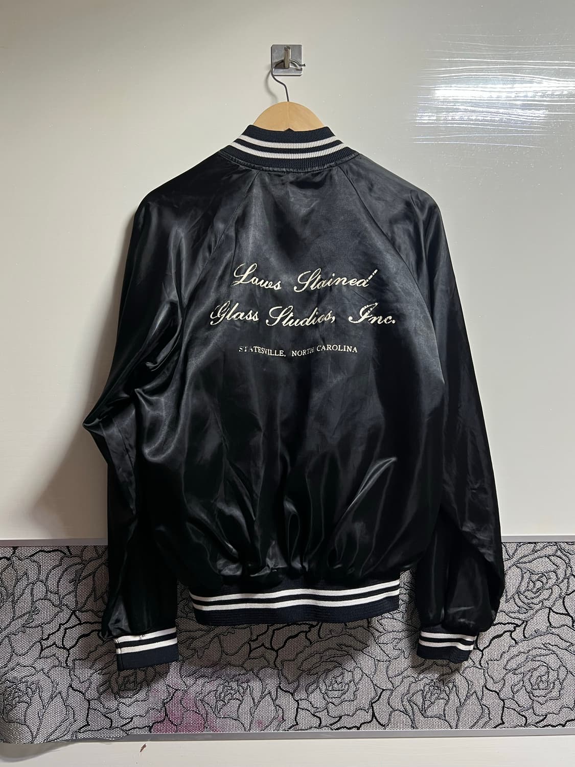 빈티지 USA 프린팅 블랙 세틴 자켓 상품이미지6