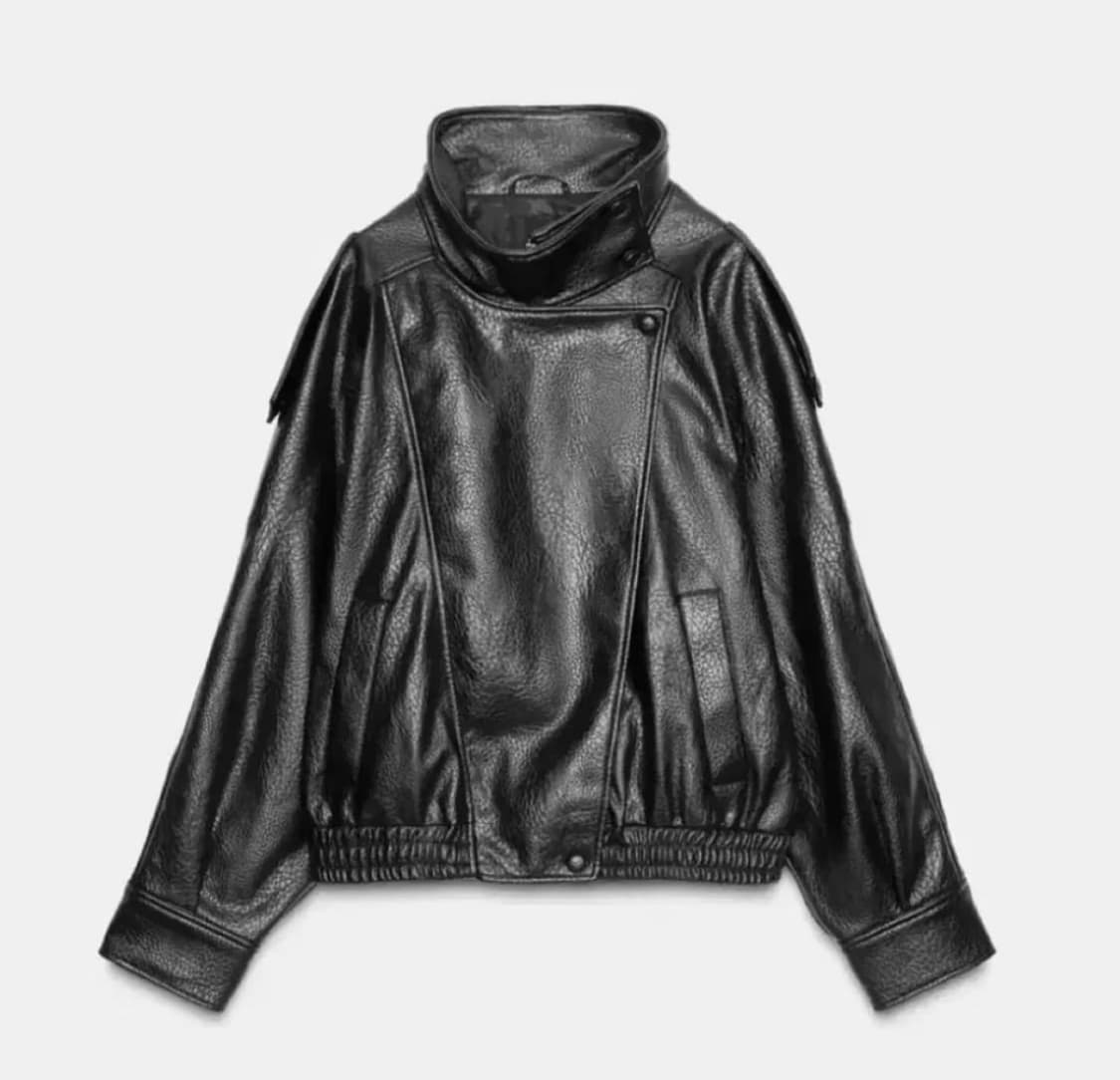 Zara leather Jacket 자라 생로랑맛 하이넥 레더자켓 L 상품이미지1