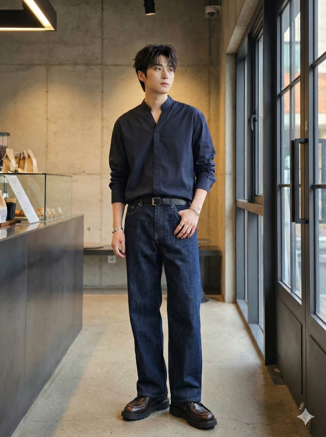 ZIO SONGZIO 지오송지오 셔츠형 브이넥 긴팔 티셔츠 상품이미지1