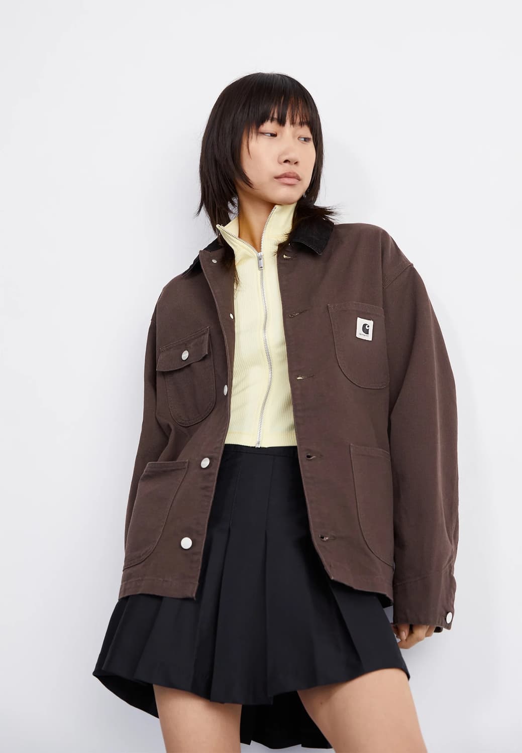 (우먼스) 칼하트 WIP OG 미시건 코트 토바코 블랙 린스드 L 상품이미지1