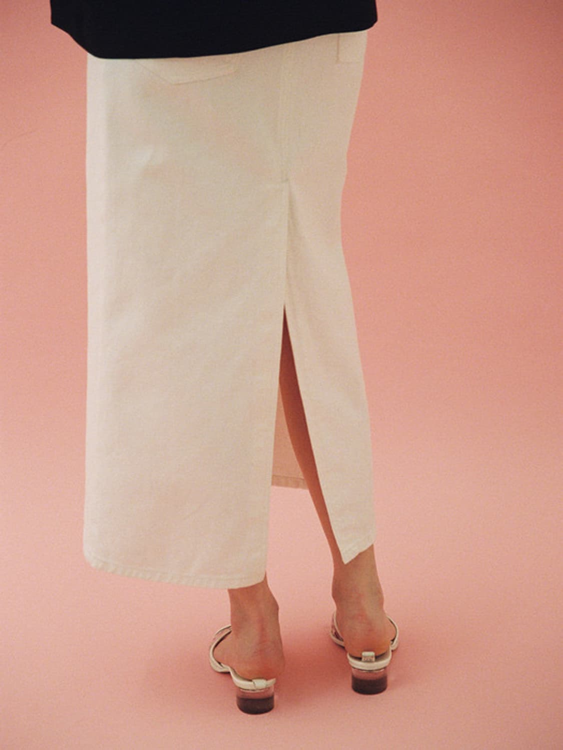 디애퍼처 데님 롱스커트 화이트 m 상품이미지2