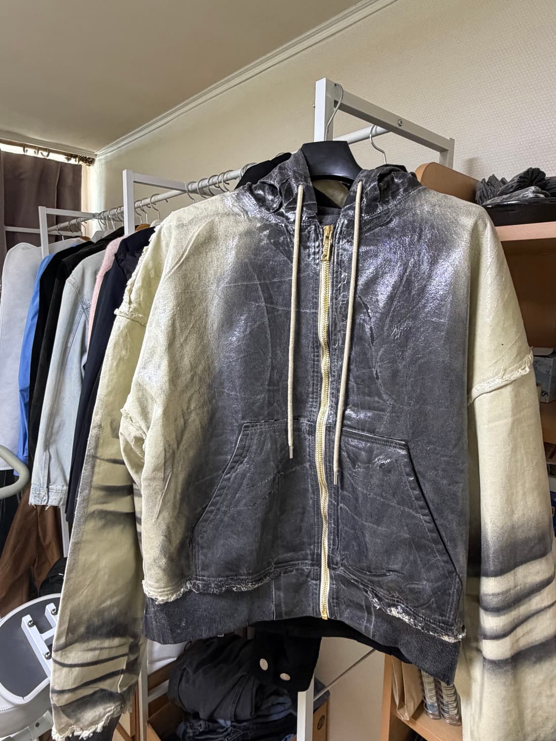 Racer worldwide beige waxed bomber 상품이미지3