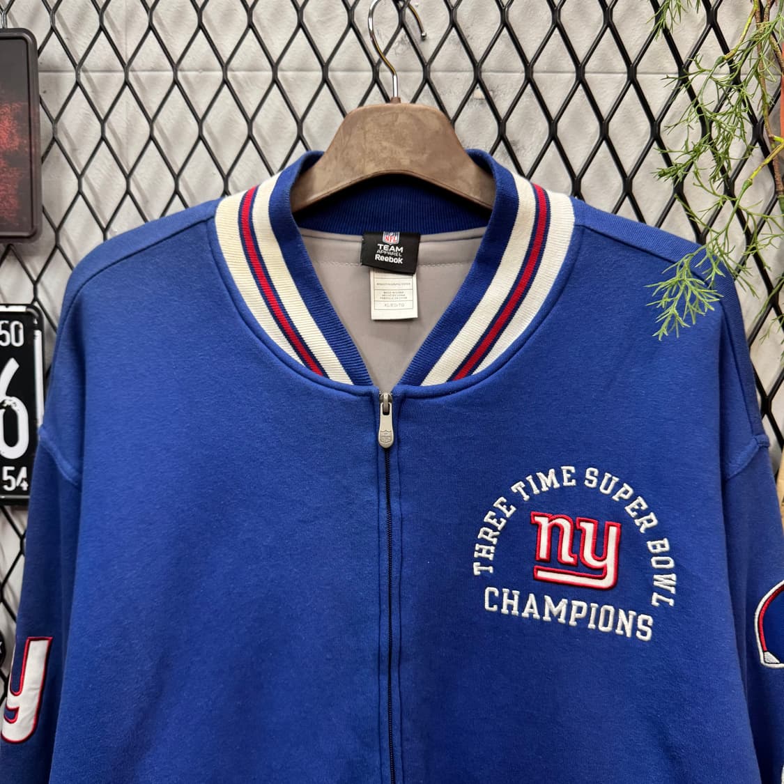 00s 리복 X NFL 뉴욕 자이언츠 집업 바시티자켓 블루 상품이미지3