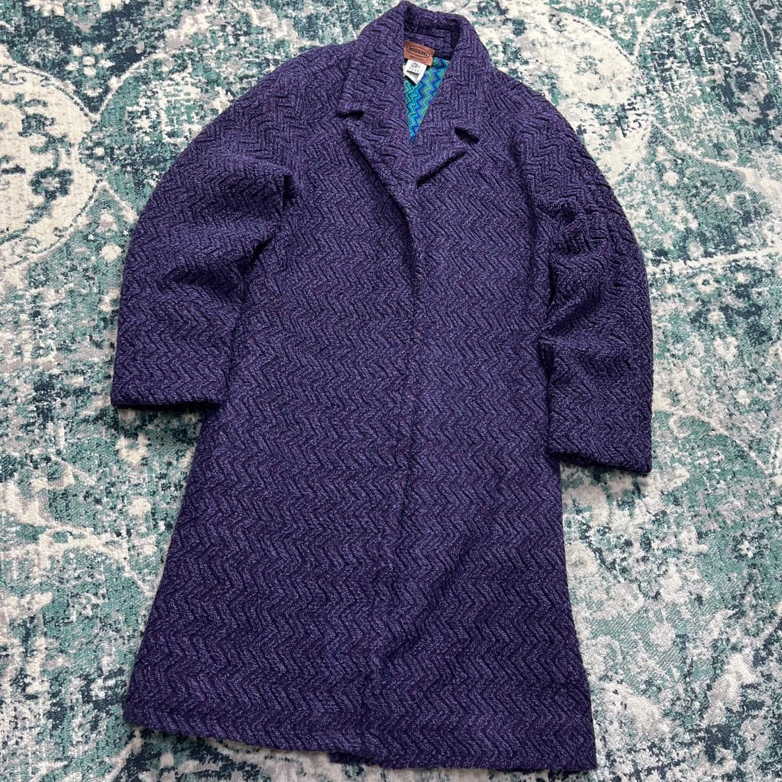 Missoni italy 미쏘니 퍼플 헤링본 롱 코트 (M) 상품이미지1