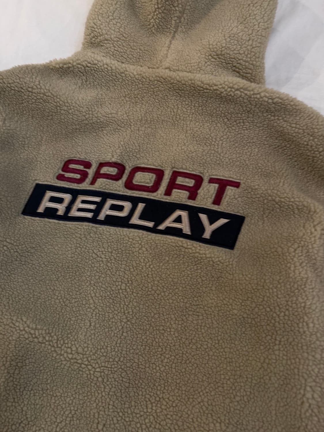 90s 스포츠 리플레이 올드스쿨 후리스 후드집업 베이지 상품이미지3