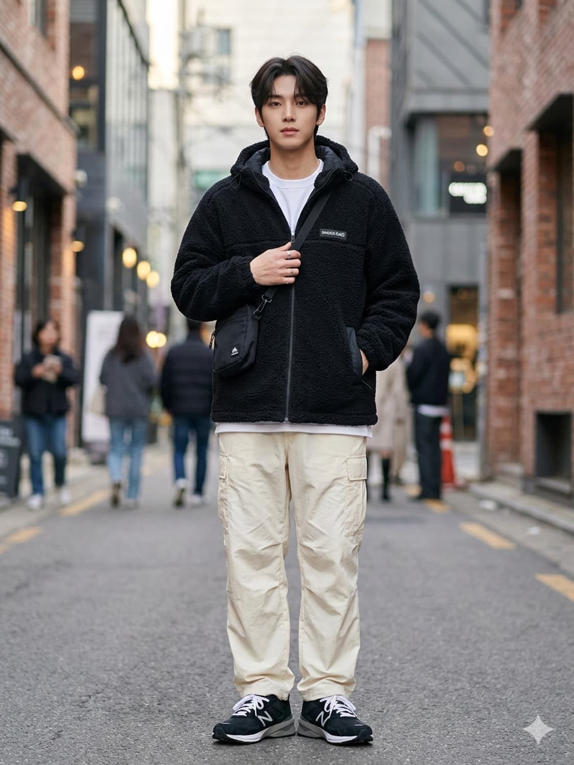 몽벨 후드 뽀글이 플리스 패딩 자켓 블랙 상품이미지1