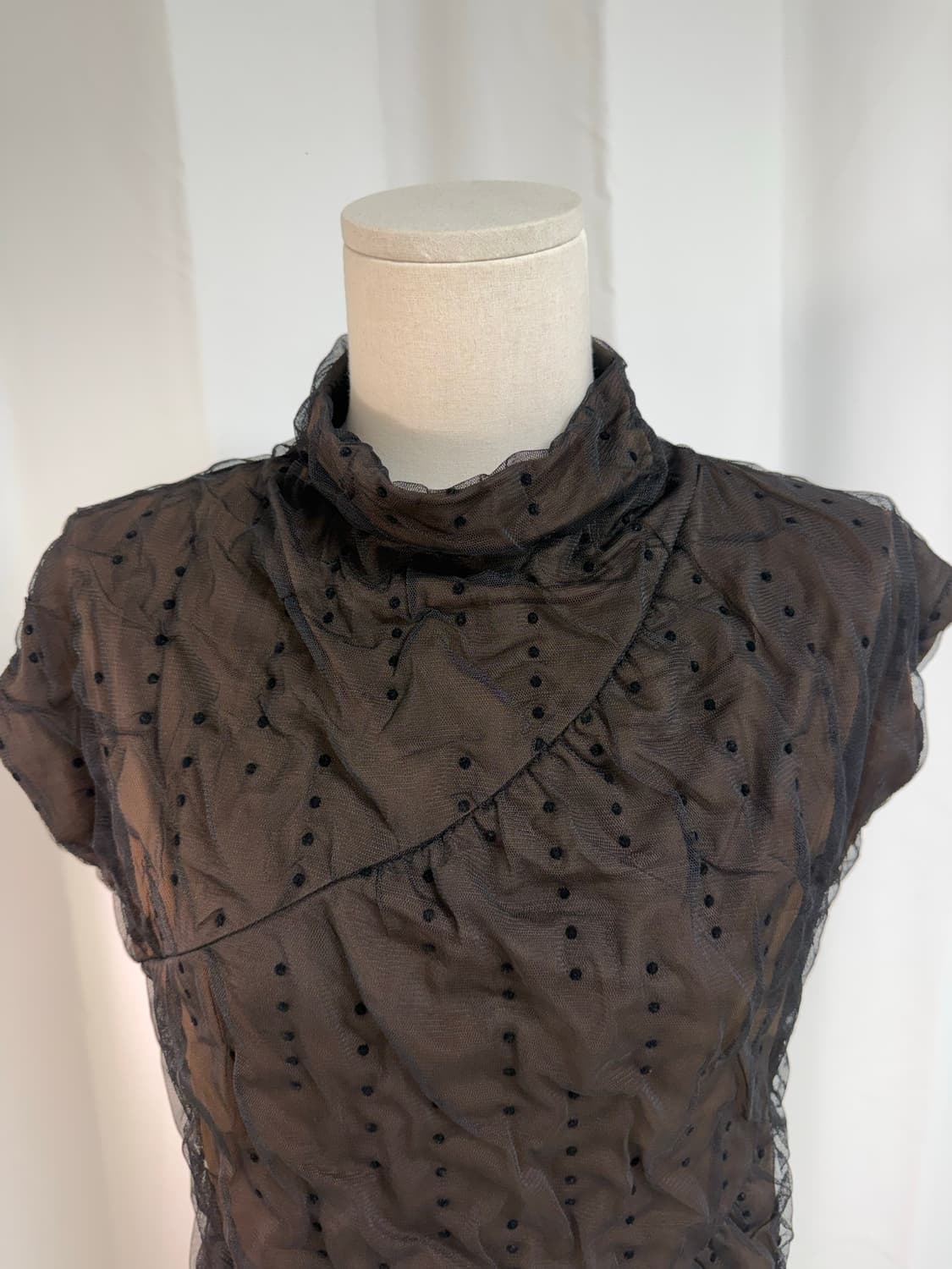 Mesh Dot High Neck Top 상품이미지5