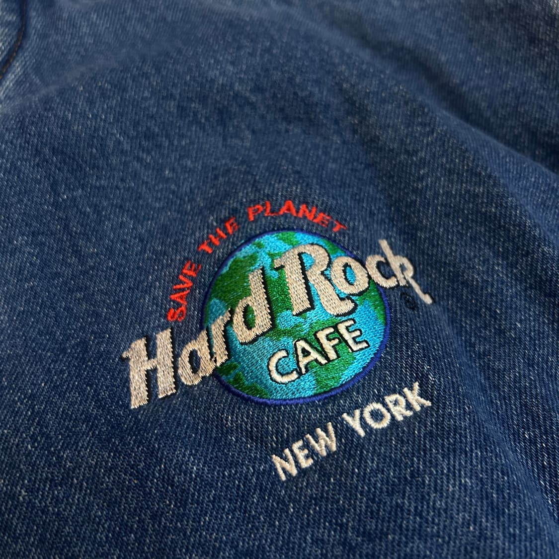 90s Hard Rock Newyork 하드락카페 뉴욕 데님 바시티자켓 상품이미지5