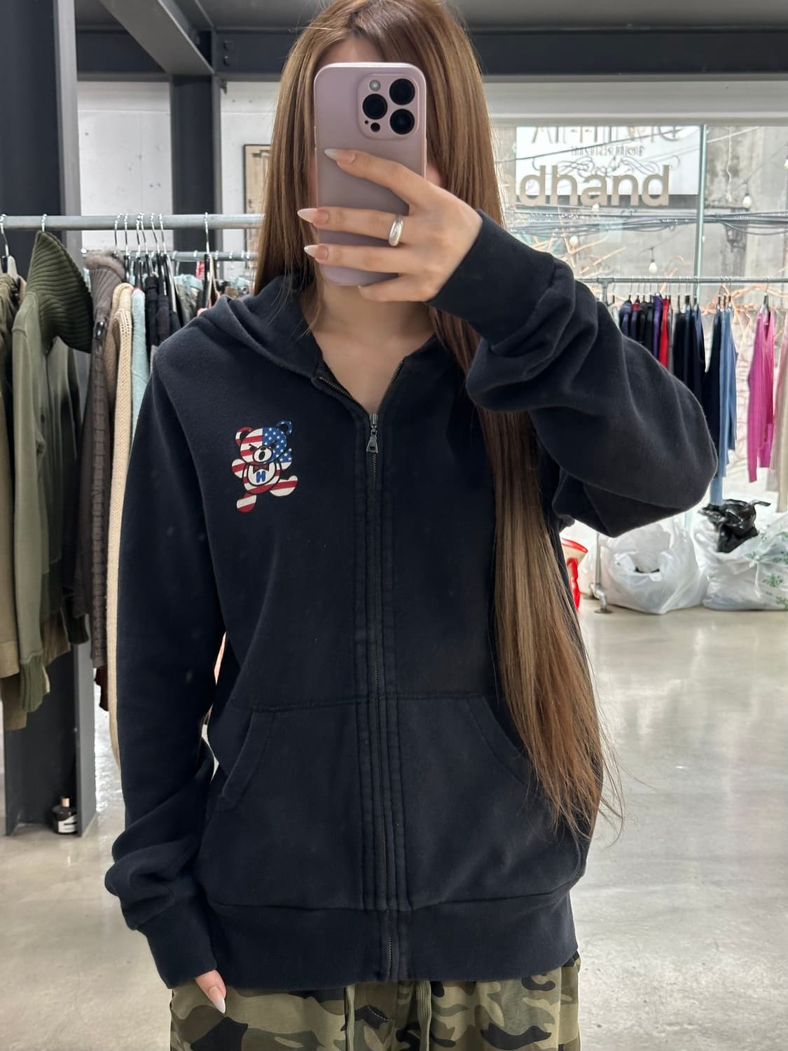 히스테릭글래머 스타성조기 퍽베어 후드집업 상품이미지1