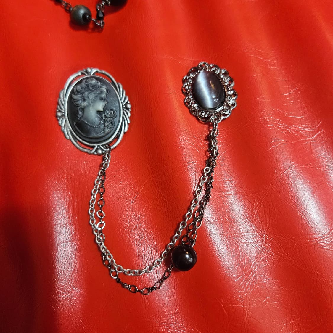 천연 흑 못난이 진주 롱 레이어드 네크리스 + 브로치  상품이미지7