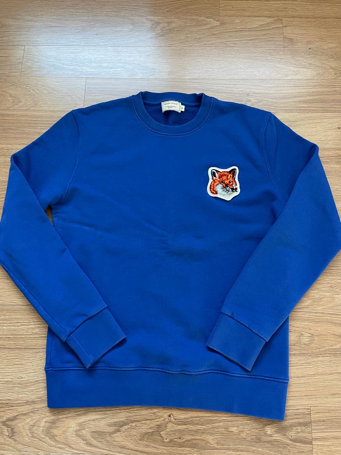 메종키츠네 폭스헤드 빅로고 펠트 맨투맨 스웻셔츠 블루 M 상품이미지1