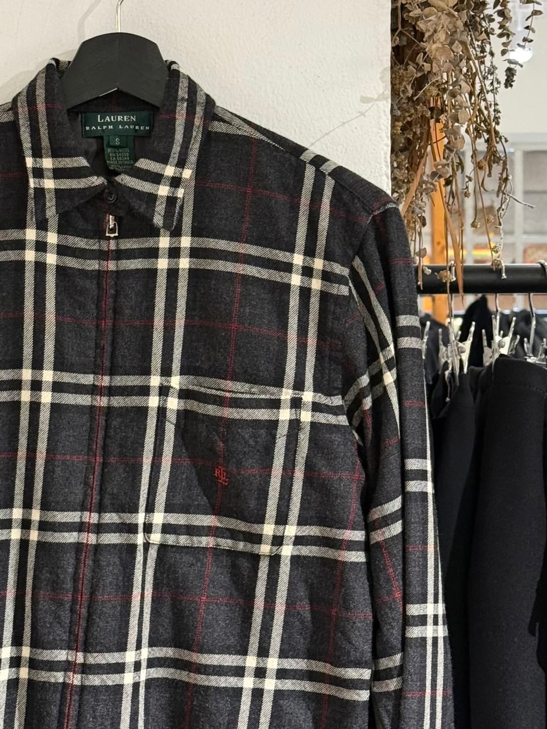 로렌 랄프로렌 차콜 체크 울 집업 셔츠 자켓 상품이미지3